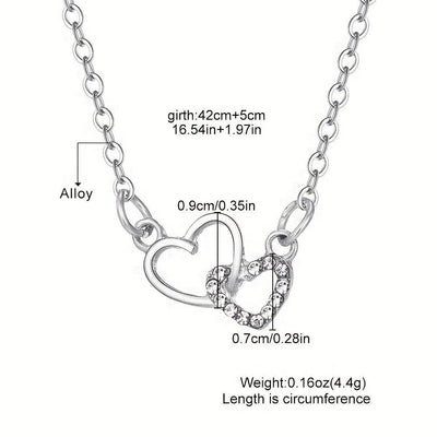 Women's Dual Heart Pendant with Chain Micro Plating